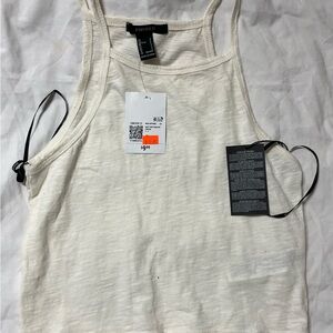 Forever 21 Off-White Ribbed Tank Top with Racerback